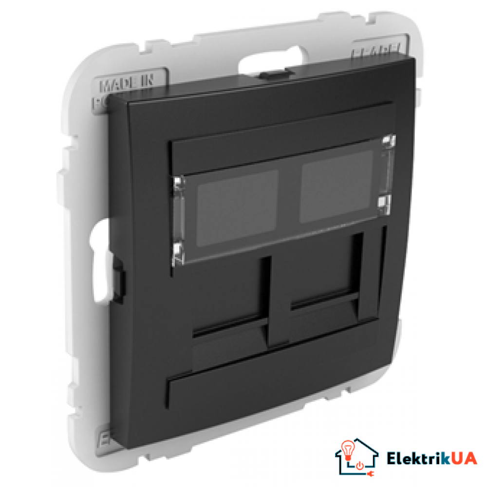 Розетка компьютерная двойная 2хRJ45 cat5e UTP Efapel Logus Черный матовый 21975 TPM